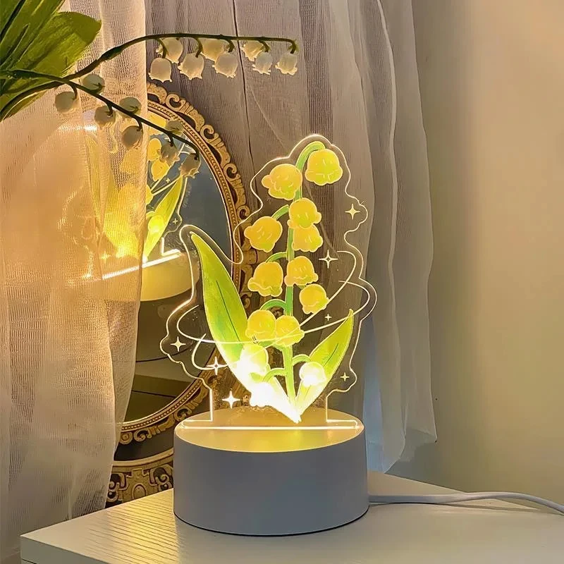 Eternal Flower Night Light 3D Lamp with Remote Control Room Decor Valentine's Day Anniversary Birthday Present Gifts