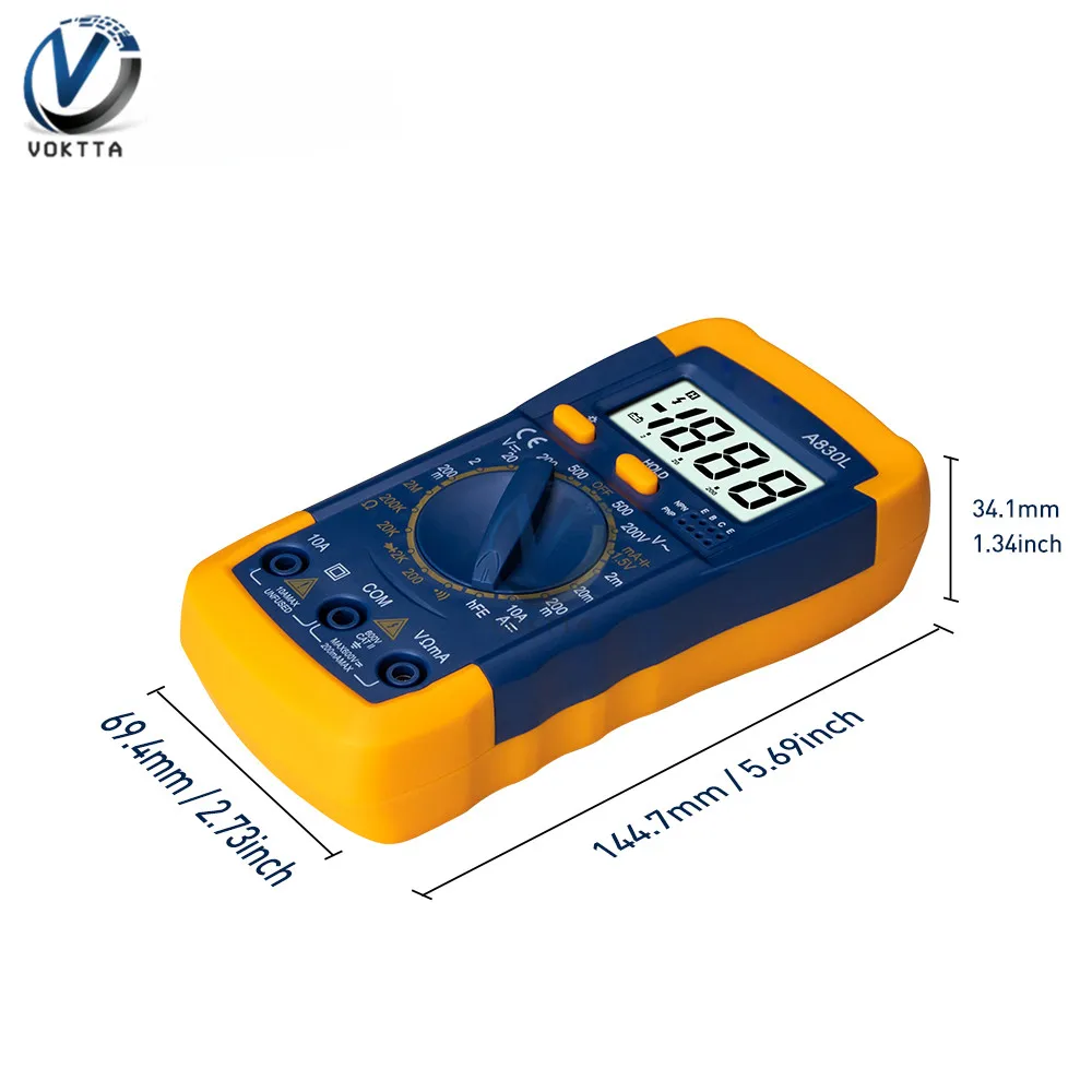 A830L Digital Display LCD Multimeter Portable Handheld AC DC Voltage Diode Freguency Multitester Voltmeter Ammeter Tester Tools