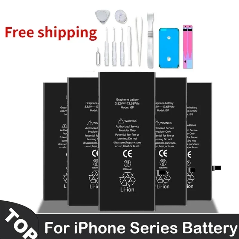 

Replacement Battery for Apple IPhone 5S SE 6 6S 7 8 Plus X XS MAX XR 11 12 13 14 Li-polymer Built-in Lithium Battery with Tools