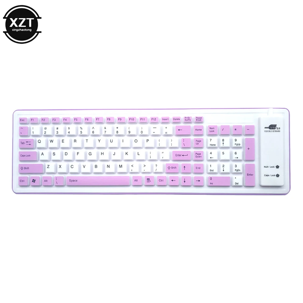 103 keys Portable Silent Foldable Silicone Keyboard USB Wired Flexible Soft Waterproof Roll Up Silica Gel Keyboard for PC Laptop