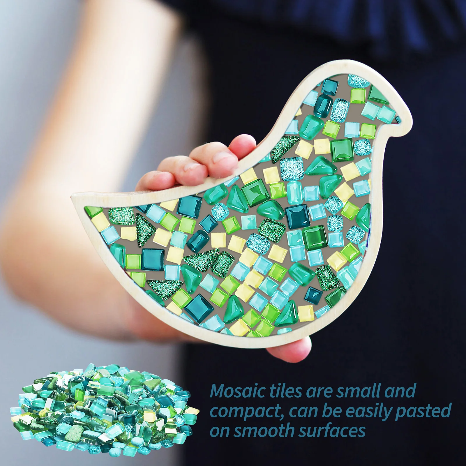 

2Packs Glass Mosaic Tiles DIY Craft Kit with Mixed Shapes for Home Wall Decor Stained Glass Supplies Unique Crystal Tile Art