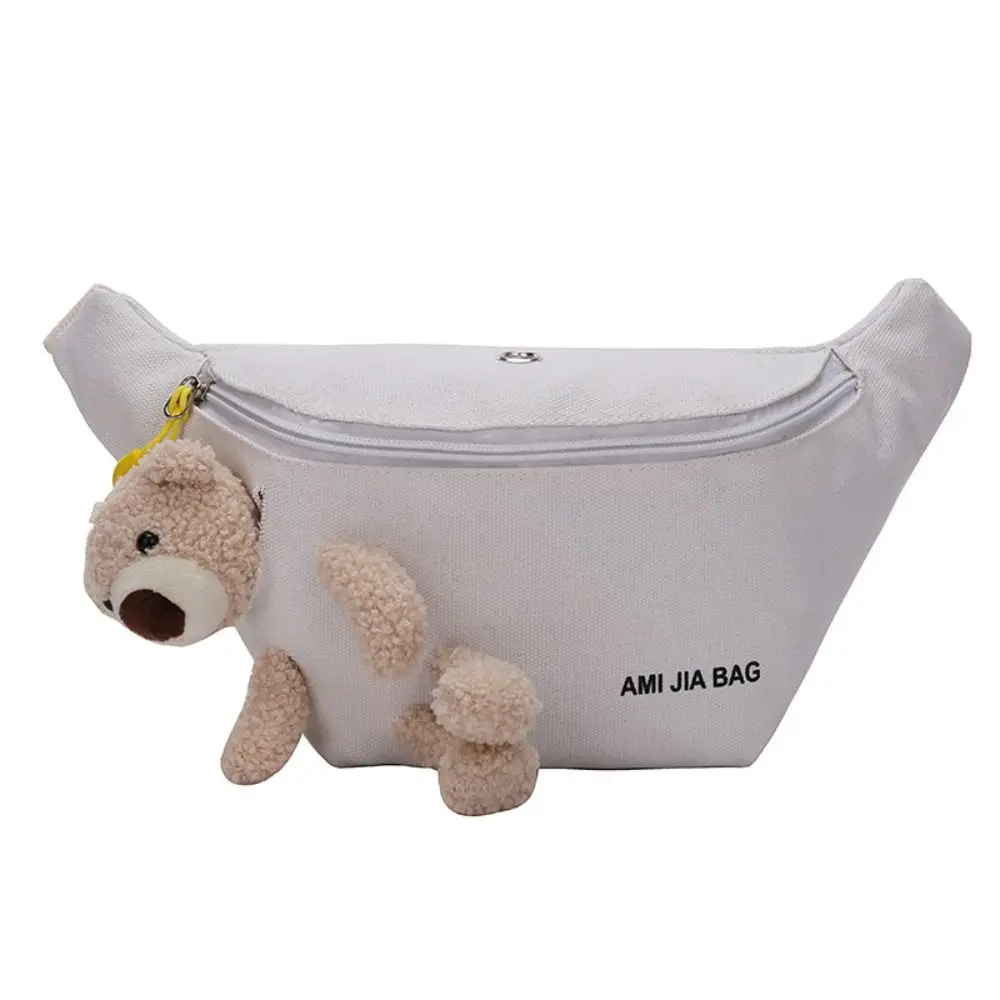 

Girl Cute Bear Canvas Waist Bag Luxury Design Fanny Pack Banana Hip Purse