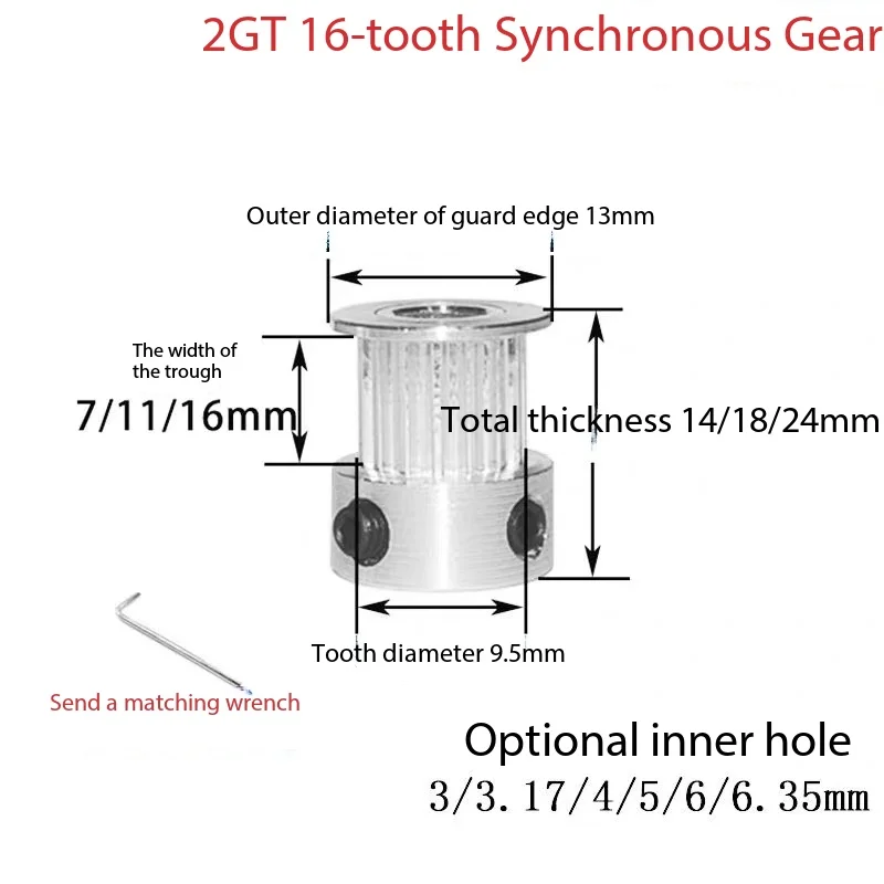 GT2 synchronous pulley 16/80 teeth inner hole 3.17-16mm 1:5 belt width 6/10mm standard tensioner