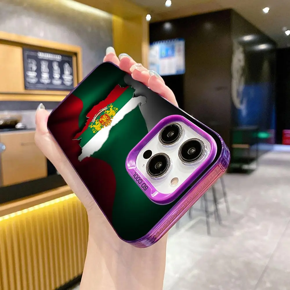 Custodia per cellulare bandiera Bulgaria per iPhone 17 16 15 14 13 12 11 X XR XS 8 7 Pro Max Plus Cover viola traslucida Cover di lusso