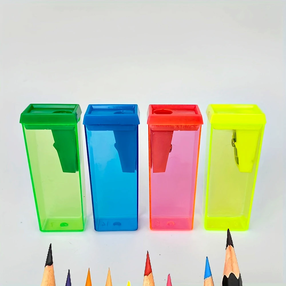 Rectangle 4 Colors  Pencil Sharpener Transparent Smart Sharpers Long Service Life For Office 557