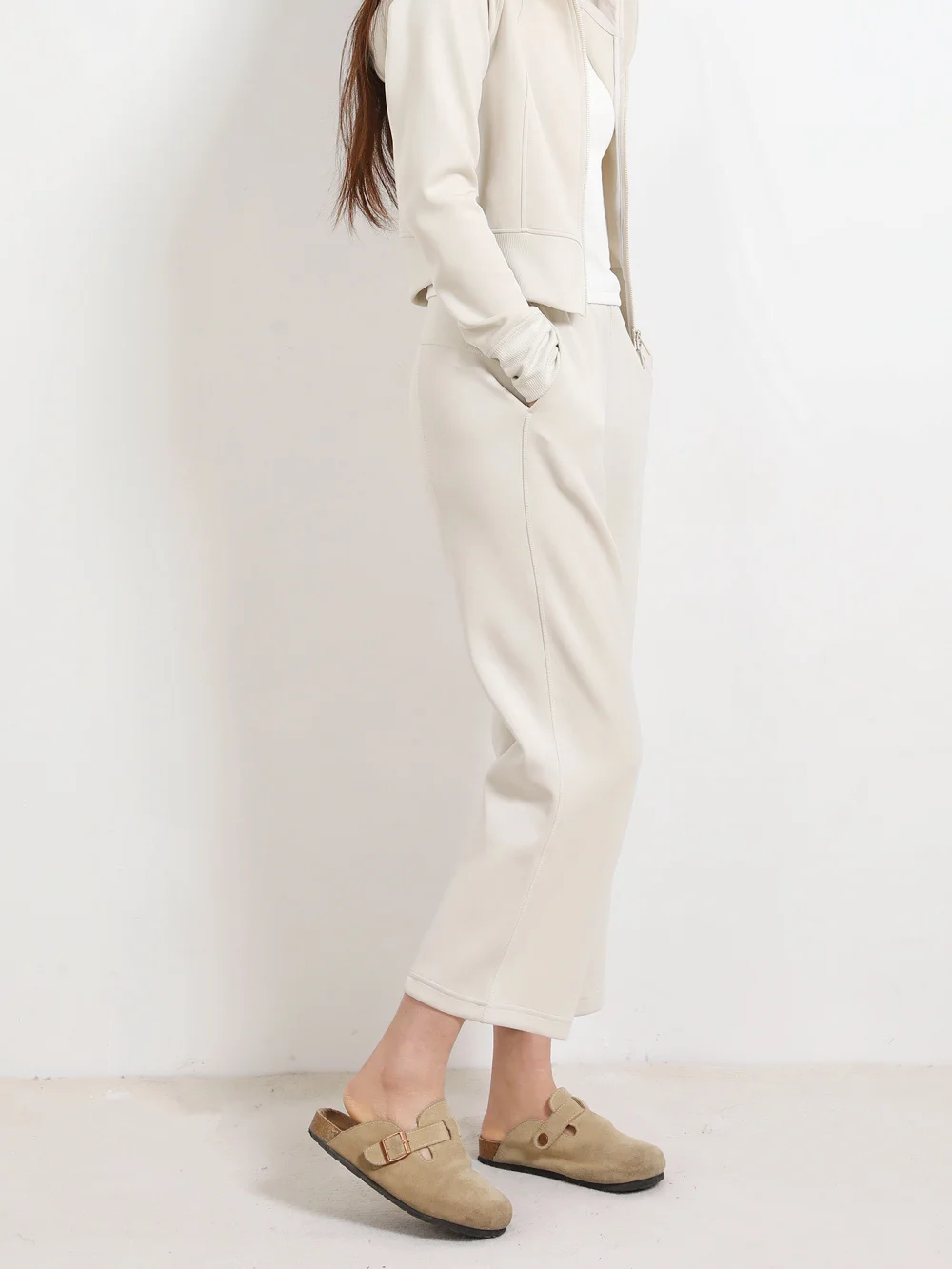 

Брюки женские спортивные Mat Life Lanjing Modal, прямые, повседневные, утягивающие, универсальные, с высокой талией, эластичные, из девяти частей