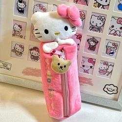 The Latest Pink Plush Hellos Kittys Mys Melodys High Appearance Level Girl Heart Pen Bag Large Capacity Student School Supplies