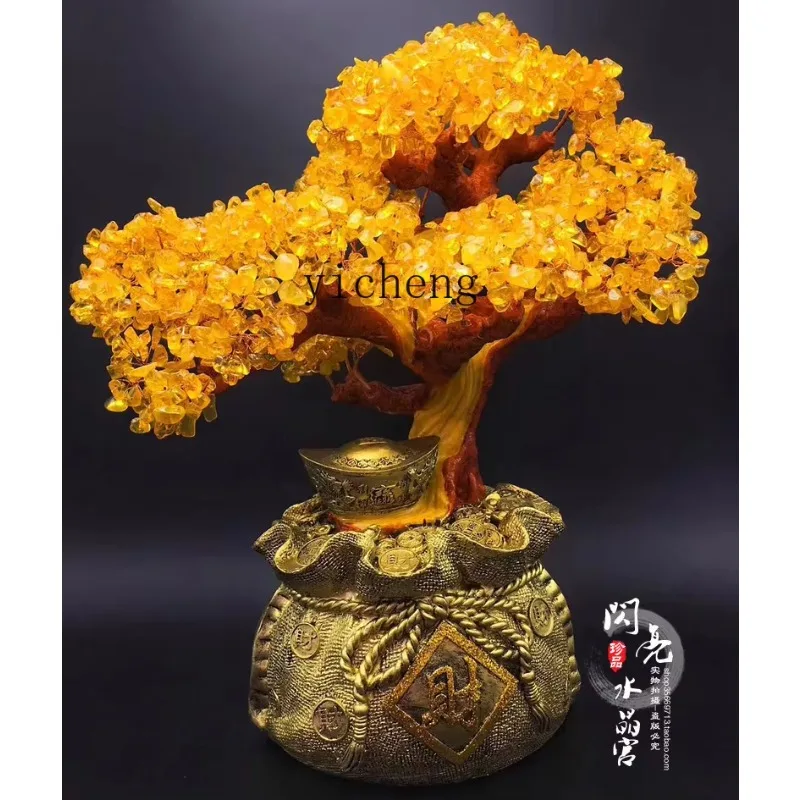 bj-11 natural citrine fortune tree wine cabinet entrance lucky tree cash tree ornament home