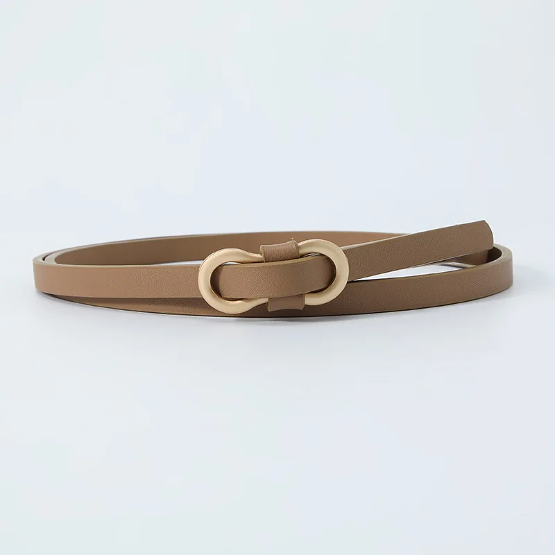 Cinto feminino sem furo para vestido de verão, cintura pequena, cinto fino, simples e versátil, decorativo, PU