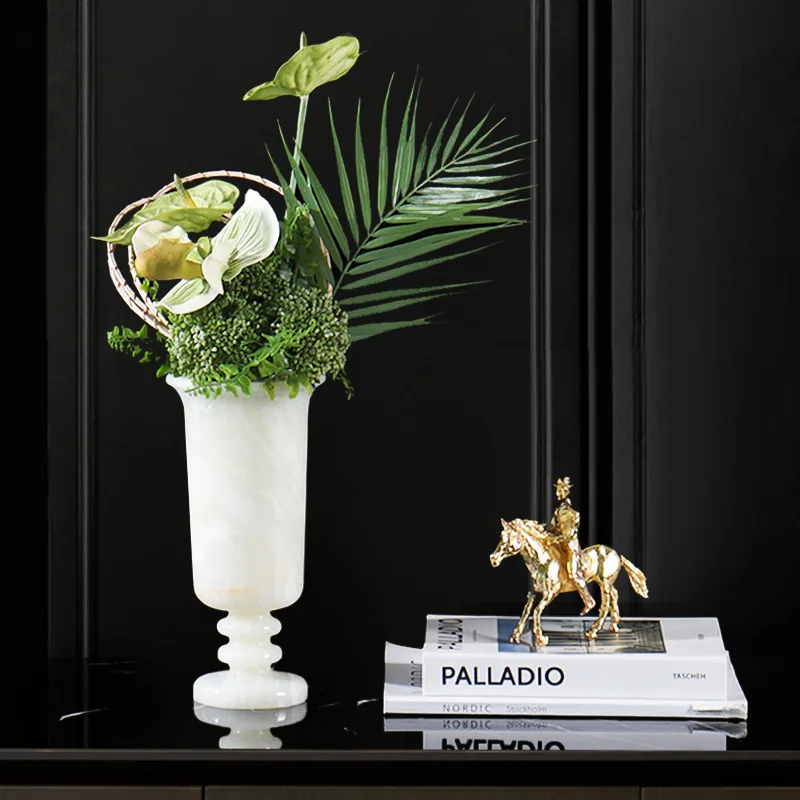 Simples e moderno vaso de mármore natural modelo sala mesa jantar tv gabinete decoração desktop ornamento artesanato