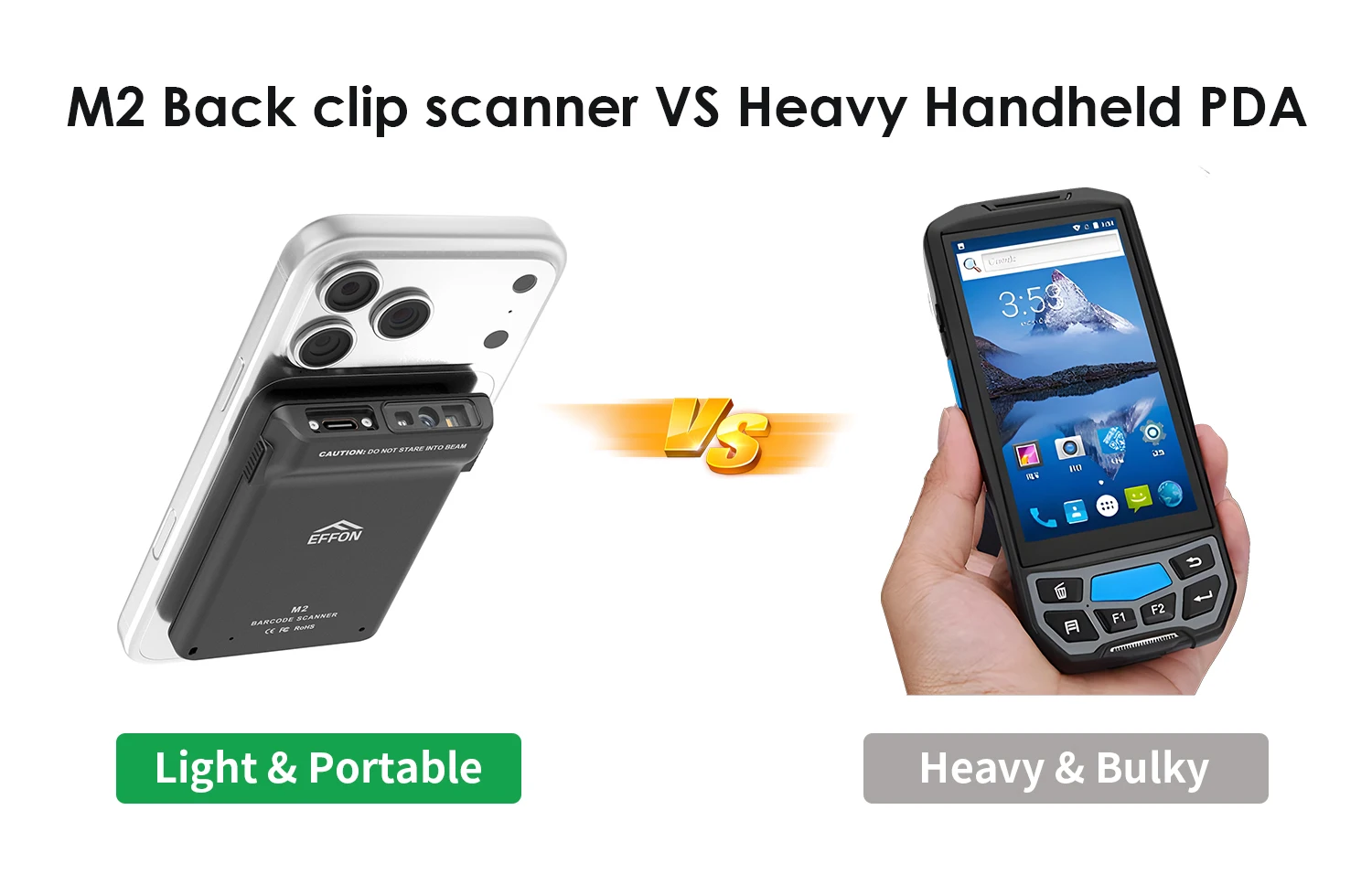 2026 Effon New Wireless Ultrathin 2D Bt Barcode Scanner for Engine Back-clip Reader Warehouse Management Express Stock