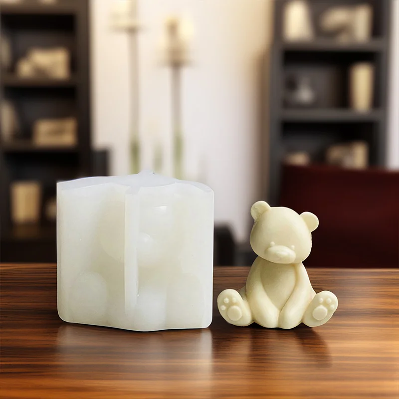 1 Piece, Teddy Bear Aromatherapy Candle, Foolish Bear Mold, Handmade Bear Honey Can, Gypsum Candle, Silicone Mold view 5