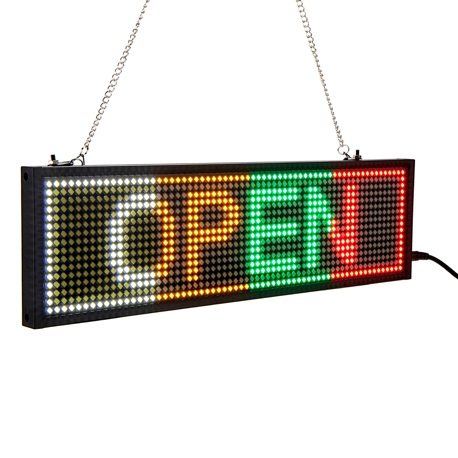 110-220v Led Sign Open Programmable Message Board Scrolling Color Advertising Wireless Sign 34cm, 1024 Matrix Dots Clear Display