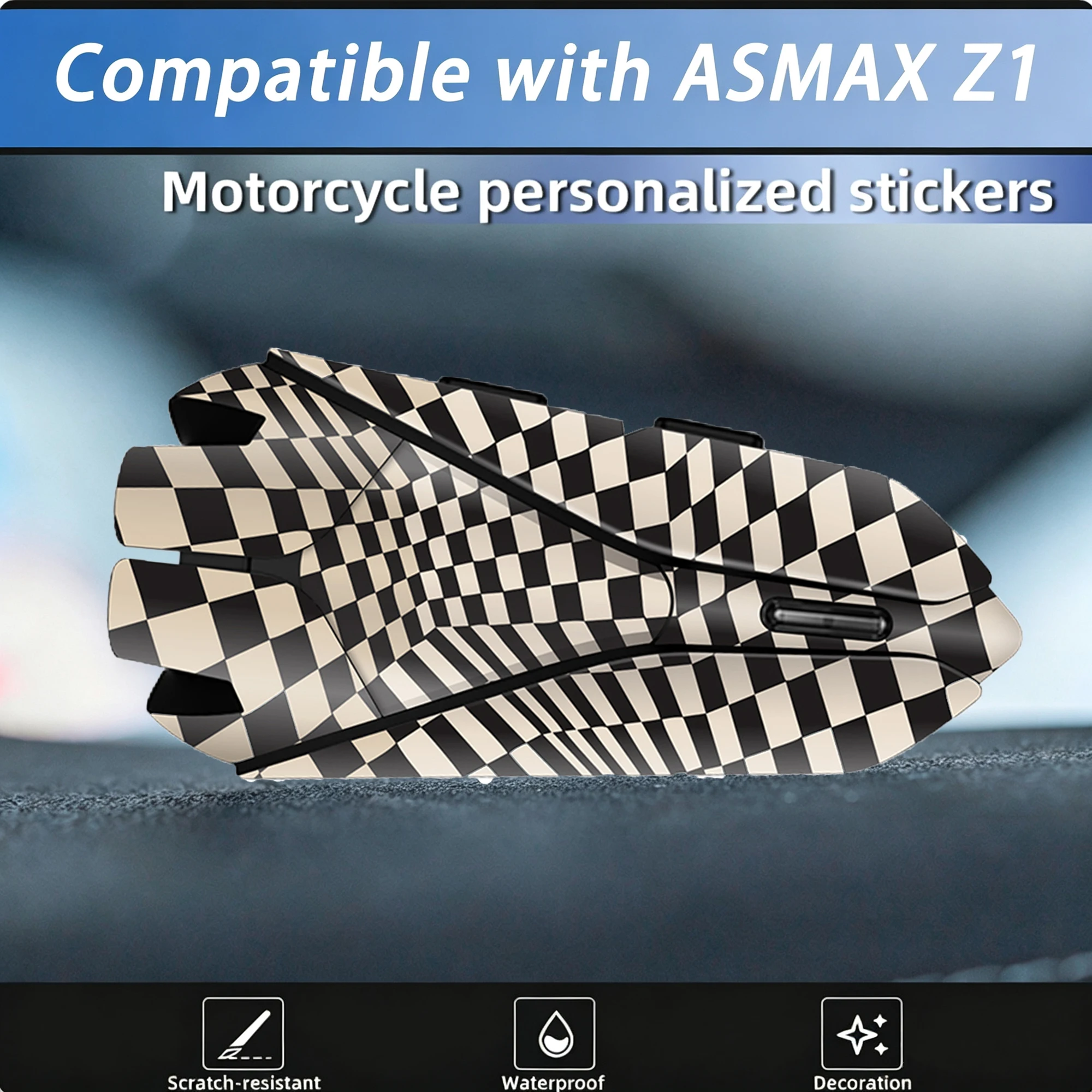 Waterproof Decor Stickers Compatible with ASMAX Z1 Motorcycle Bluetooth Headset Stickers、Skin、Cover Scratch Resistant Decal