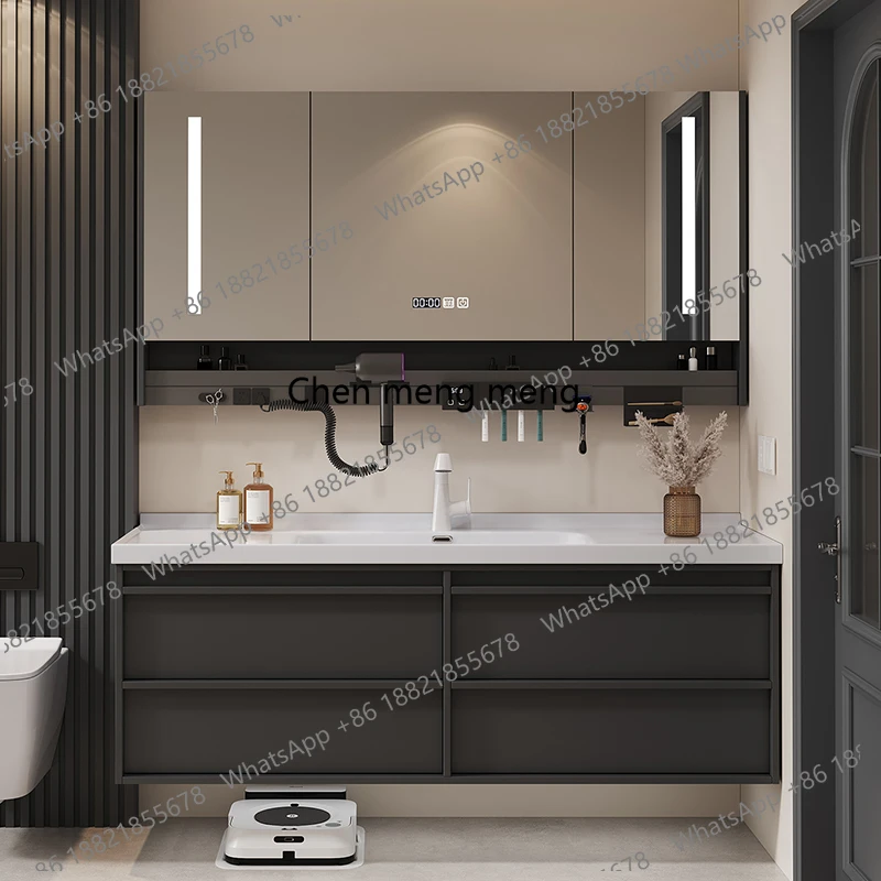 Medieval style bone rock slab hot bending ceramic integrated basin bathroom hand wash table combination