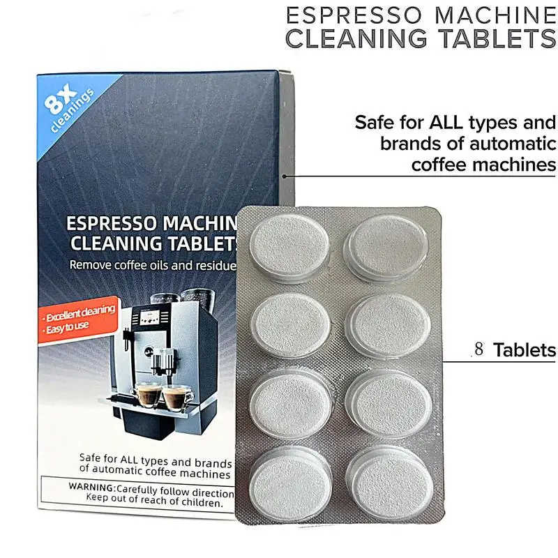 8 Count Cleaning Tablets For Espresso Machine Coffee Machine Cleaner Descaler Tablets Safe & Effective Descaling Tablets For All