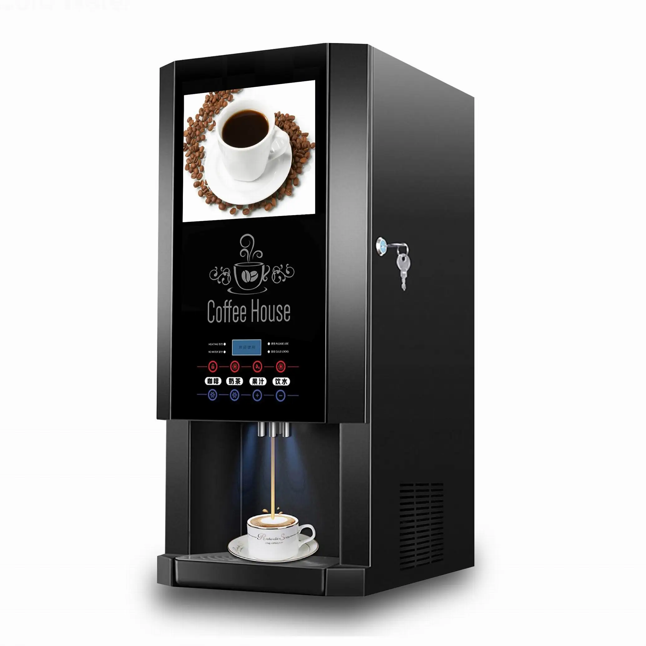 30SCW-8L 3 Flavours Hot Ice Coffee Vending Machine Automatic Instant Coffee Machine Commercial Video Advertising Vending Machine