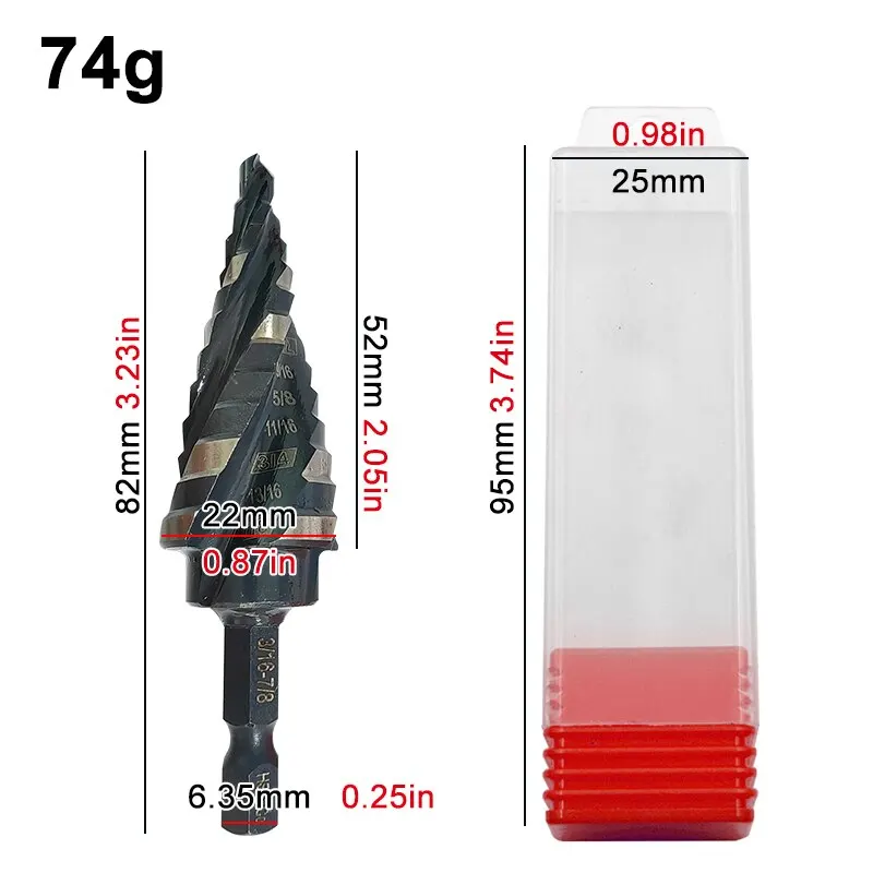 1PC British M35 High-speed Steel 3/16-7/8 Hexagonal Handle Black and White Step Drill Bit Metal Hole Opener Pagoda Drill Tool