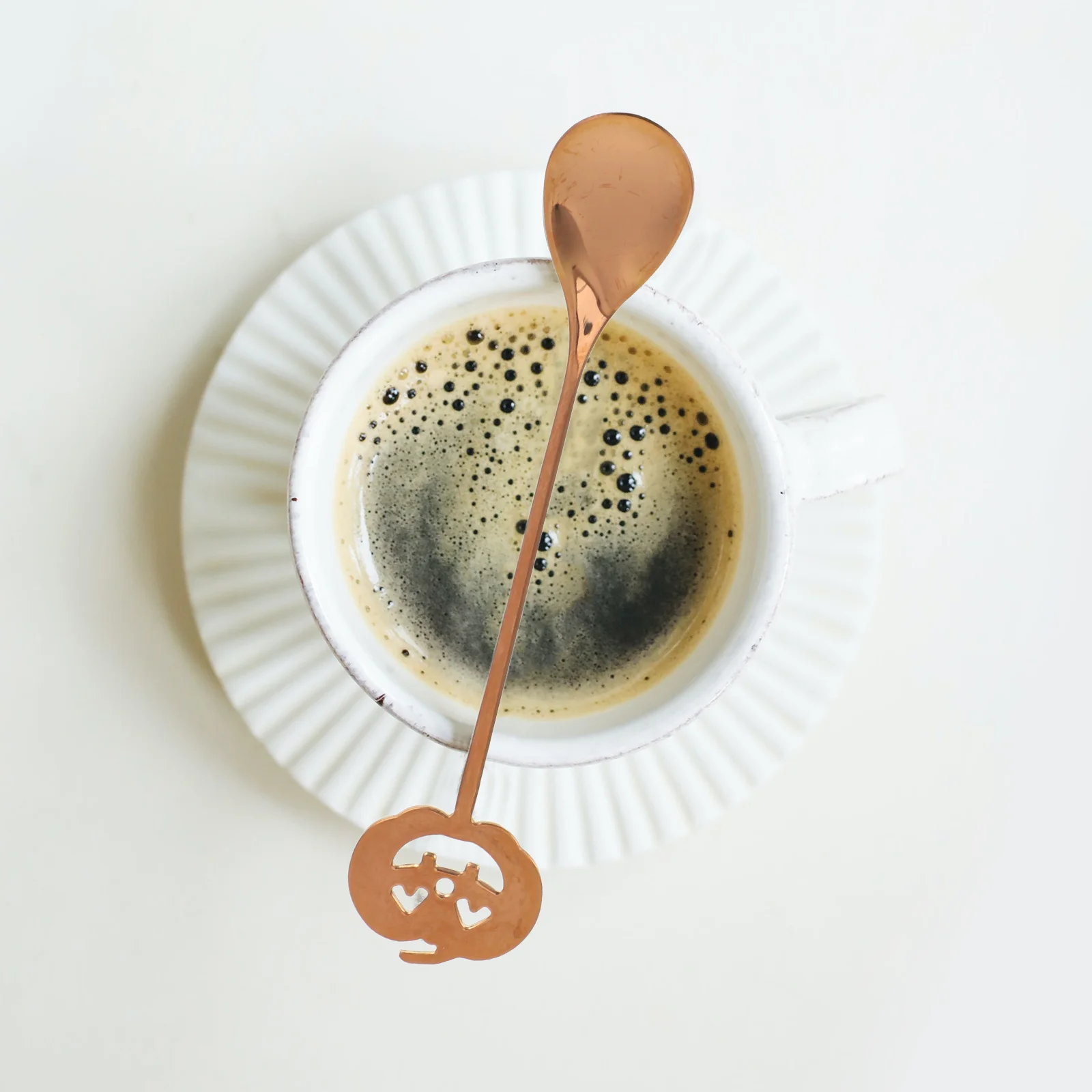 

Small Pumpkin Head Stainless Steel Spoon Sugar Coffee Stirring Dessert Tasting Spoon Halloween Cutlery Rose Gold
