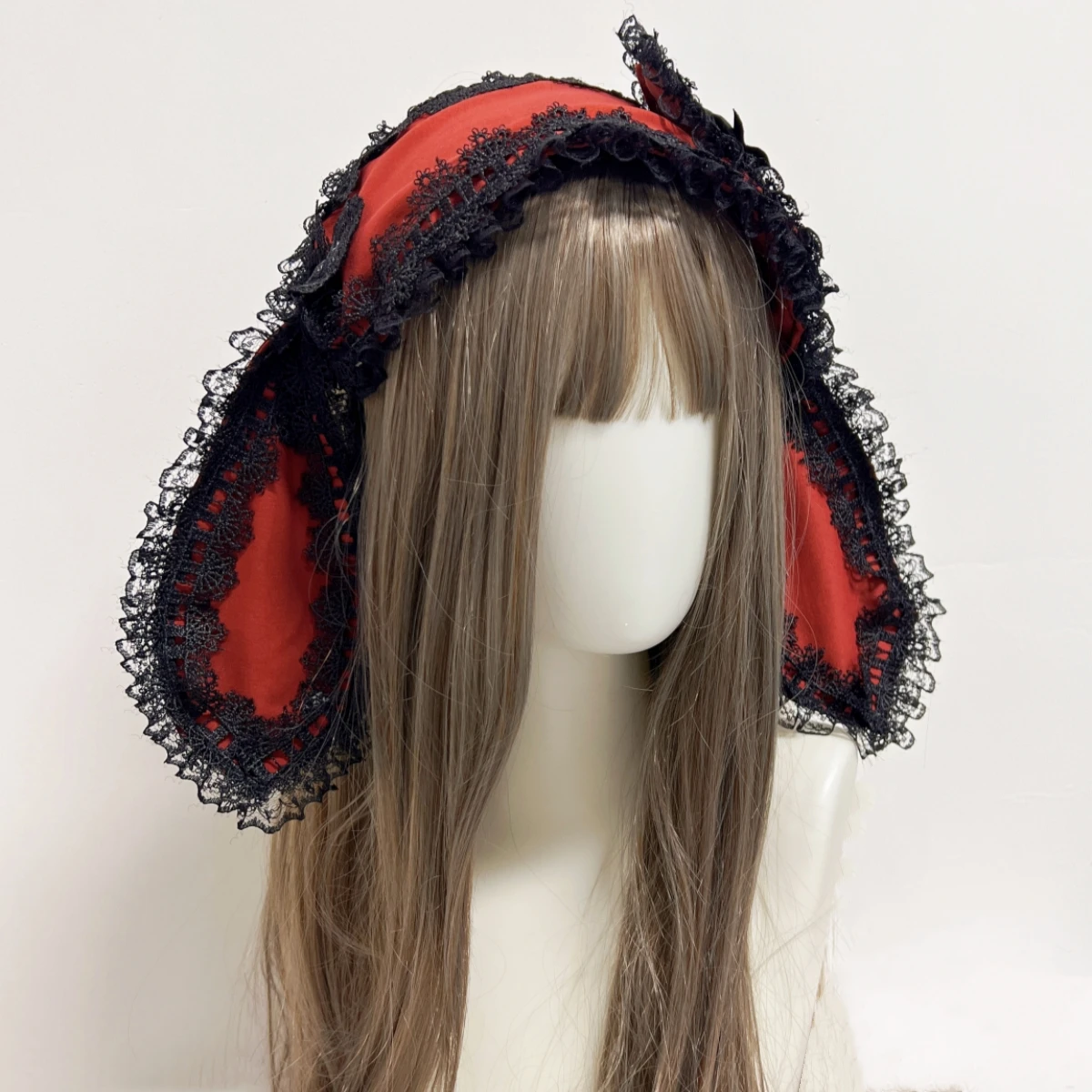 귀여운 토끼 활 Lop Kawaii 로리타 머리띠 소녀 패션 머리 장식 블랙 레드 핑크 블루 러블리 모자를 쓰고 있죠 코스프레 액세서리