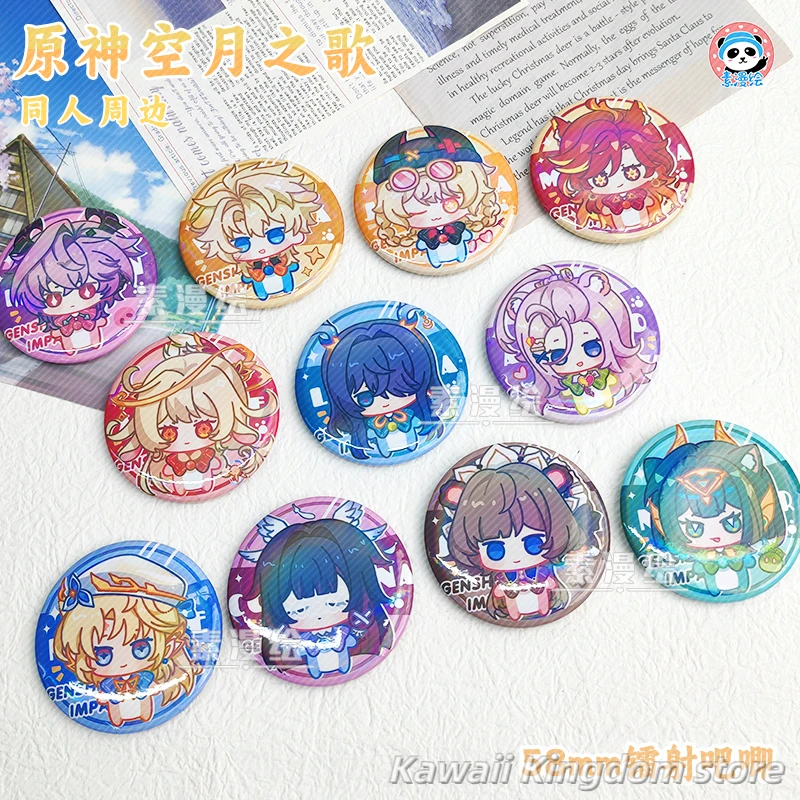 Genshin Impact Song of the Welkin Moon Fischl Durin Anime Cosplay botón Pin broche insignia mochila accesorios abridor de botellas