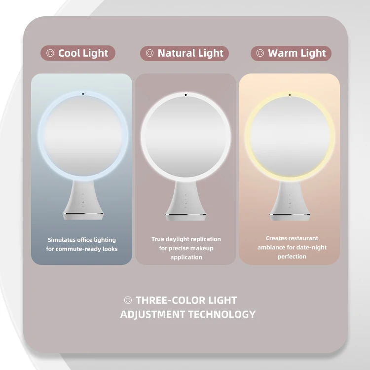 Specchio di bellezza AI 5X - Specchio per trucco LED intelligente con altoparlante Bluetooth e rilevamento della pelle AR, con controllo vocale