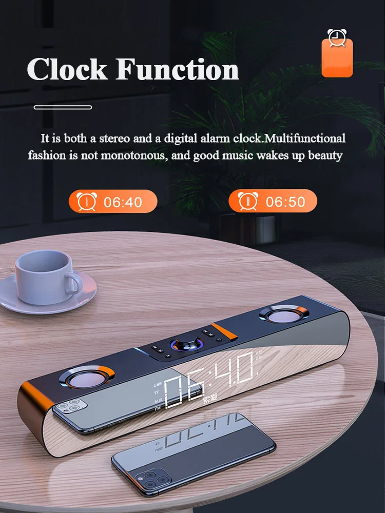 Wireless Bluetooth Speaker with Alarm Clock