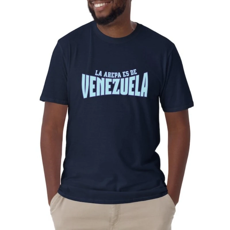 La Arepa Es De Venezuela Classics Unisex T-Shirt Venezuela Souvenirs Men Cotton Tshirt Regular Short Sleeve Regular Short Sleeve