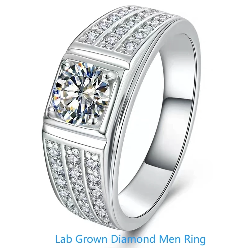 

Platinum 950 Diamond 1ct CVD HPHT DEF Color VS-VVS Lab Grown Diamond Engagement Wedding Men Rings Annivery Gift With IGI