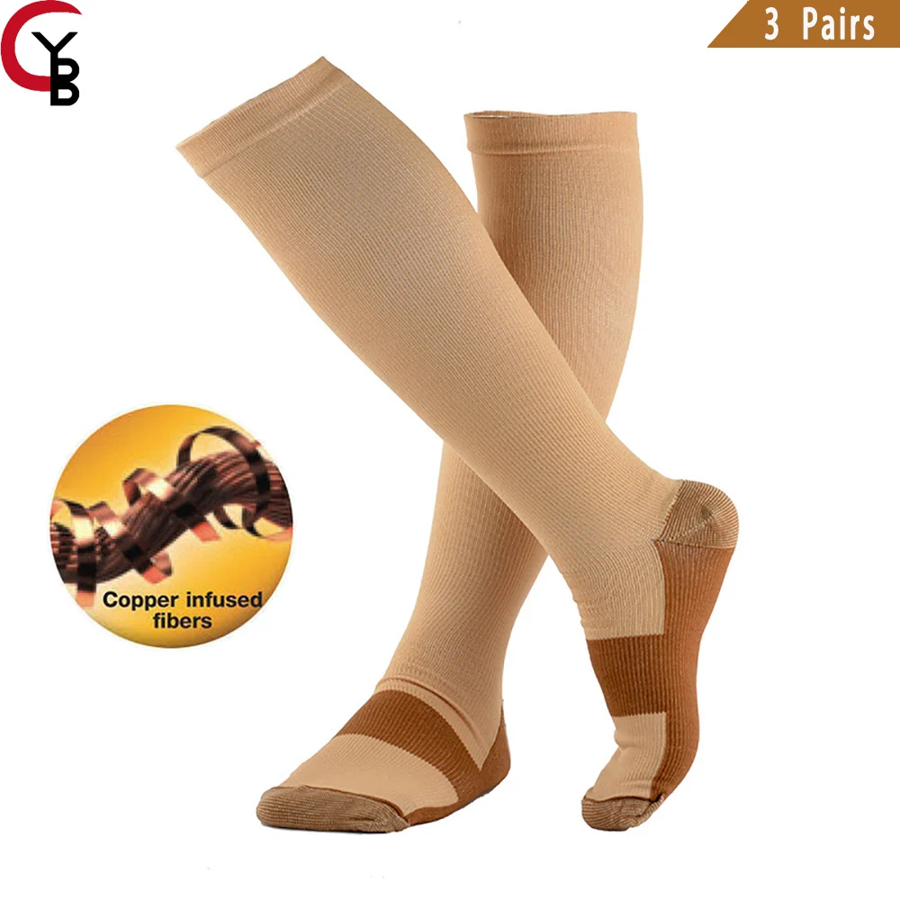 Compression Socks (3Pairs),  Knee High Support Stocking for Sport Travel ，for All Day Wear, Better Blood Flow, Swelling