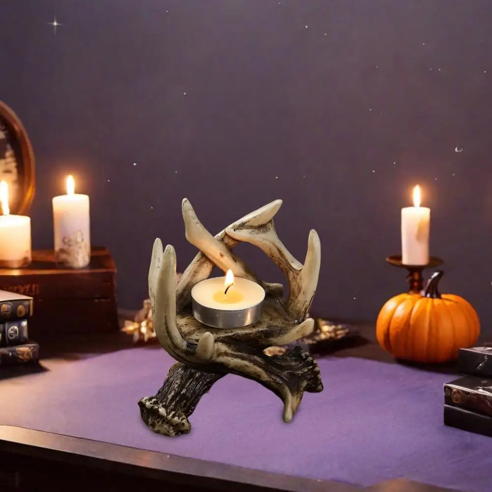 Vintage Candle Holder Elegant Deer Antler Candle Holder for Home Office Decor Vintage Tealight Stand Centerpiece with Intricate