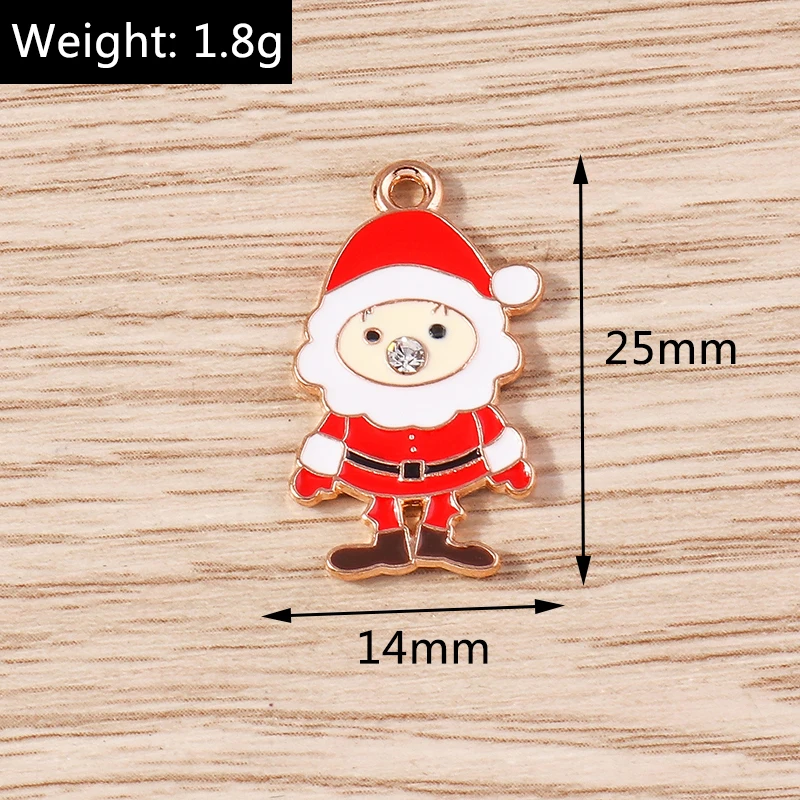 10 stücke Cartoon Emaille Weihnachten Santa Claus Charms Anhänger für Schmuck Herstellung Halsketten Ohrringe Armband DIY Handwerk Zubehör – Detail 10