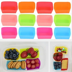 12 Pcs Silicone Lunch Box Dividers Bento Bundle Dessert Holder Cake Cup Mold Lunch Box Dividers for Kids Lunch Accessories