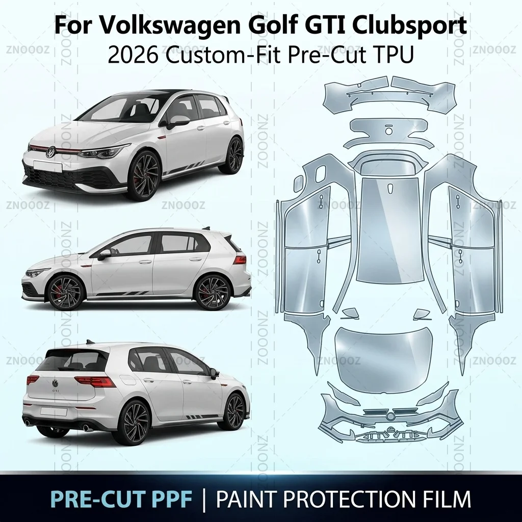 For Volkswagen Golf GTI Clubsport (CDK) 2026 Custom-Fit Pre-Cut TPU PPF Paint Protection Full Vehicle Glossy Clear Matte Black