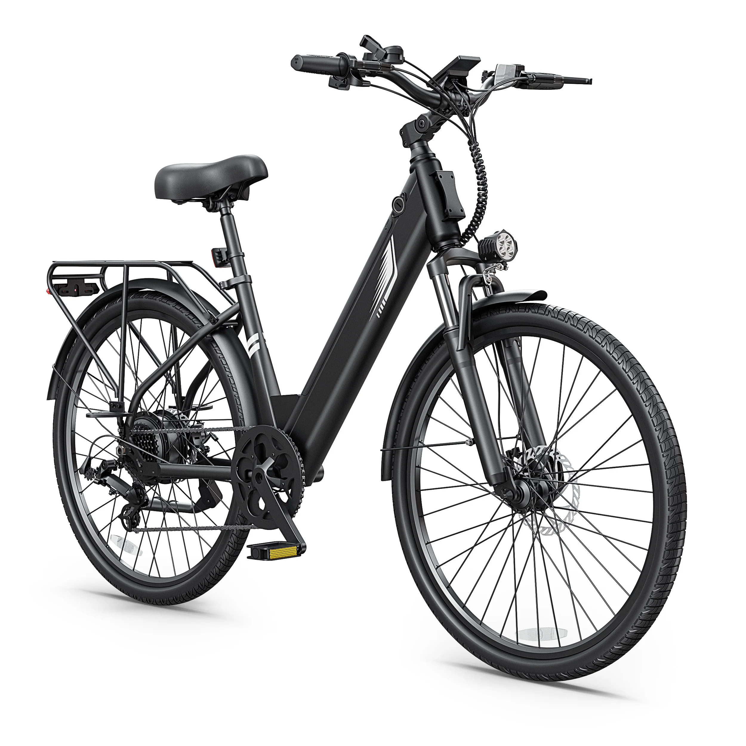 DYU C7 Adult Electric Bicycle 500W Motor 480WH Lithium Battery Electric Bike 7-speed City E bike，Max Speed 20MPH E-BIKE