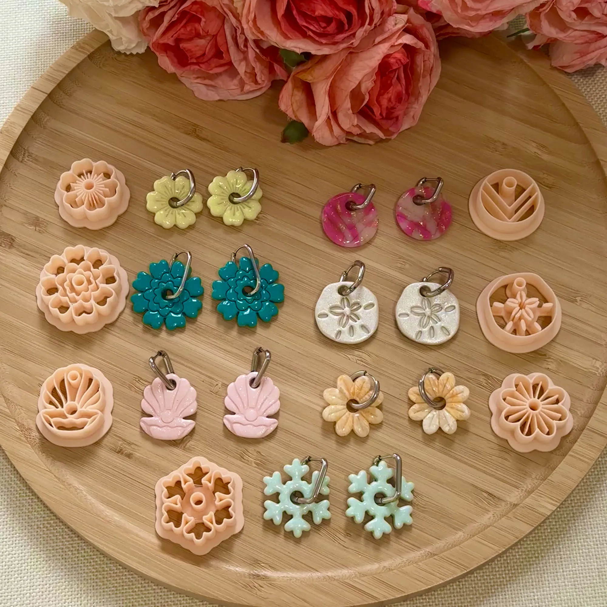 7Pcs/Set Simple Style Flower/snowflake/shell/starfish Shapes Polymer Clay Cutters For DIY pendant Earrings&Necklaces - view 4