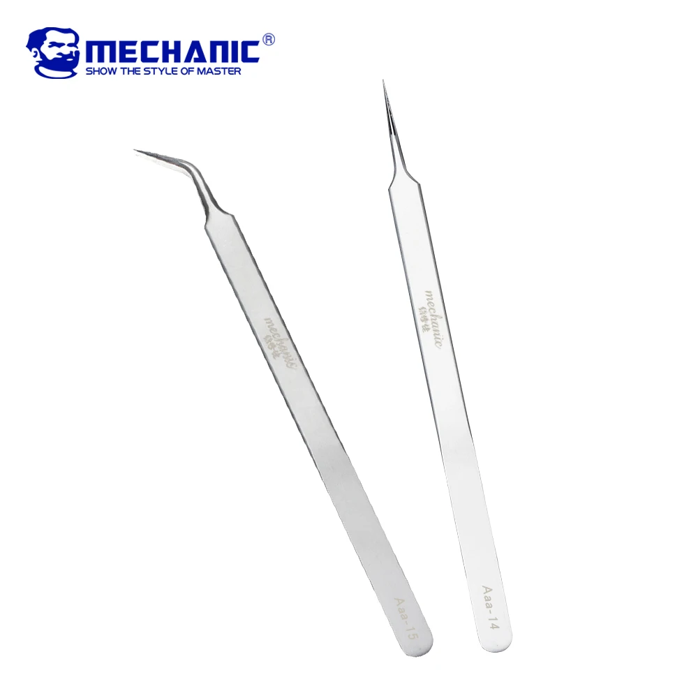 

MECHANIC Electronics Industrial Tweezers Precision Anti-static Curved Straight Tip Stainless Forceps Phone Repair Hand Tool