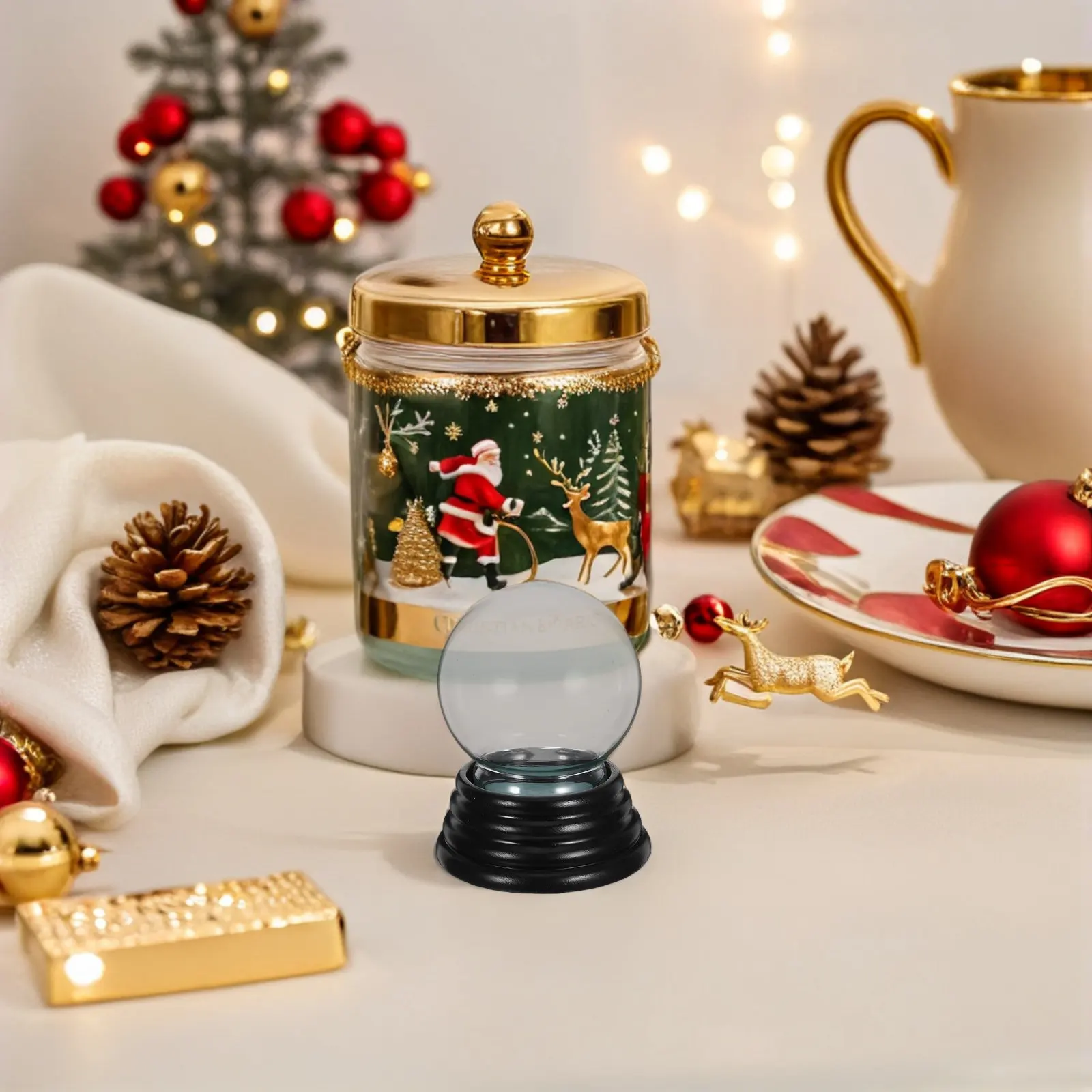 2Pcs Clear Glass Snow Globe Covers Thickened Transparent Empty Snow Globes for DIY Christmas Craft Holiday Decoration
