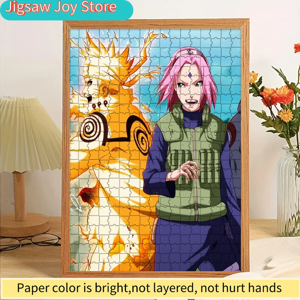 

Бумажный пазл с изображением Сакуры Харуно и Наруто Узумаки из аниме, художественная бумажная головоломка с изображением мощной команды ниндзя, коллекционная развивающая игрушка в подарок