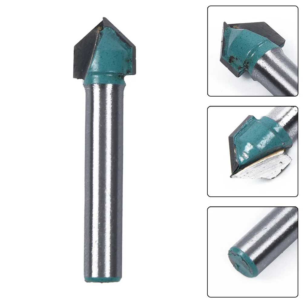 For Engraving Router Bit 41mm Long 6mm Shank Diameter 90 Degree Carbide Double Edged Cutting Design V Shaped Chamfe