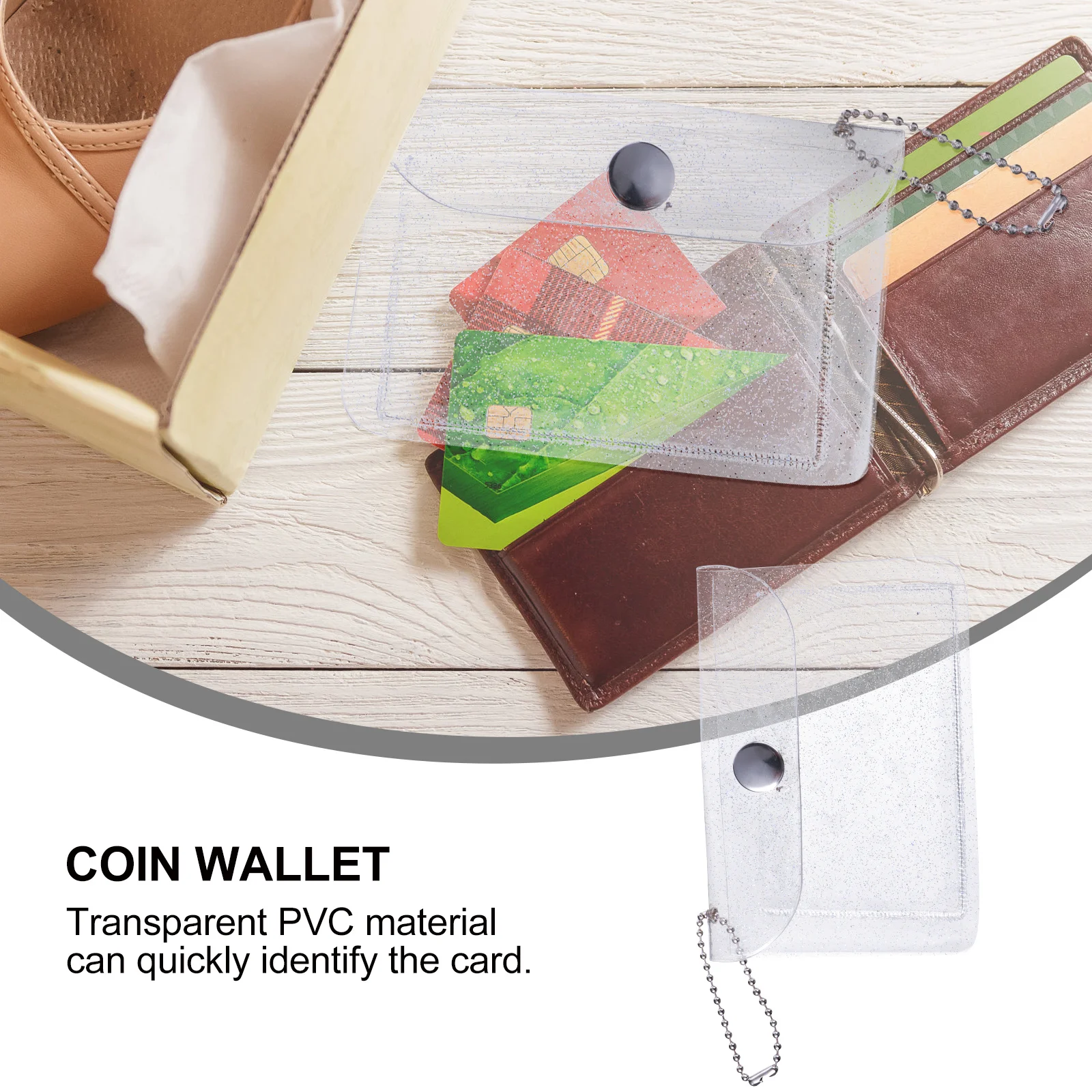 

3Pcs PVC Clear Coin Purse Mini Simple Card Bag Pack Durable Wallet Rope Design Women Girls Fashionable Purse Gift
