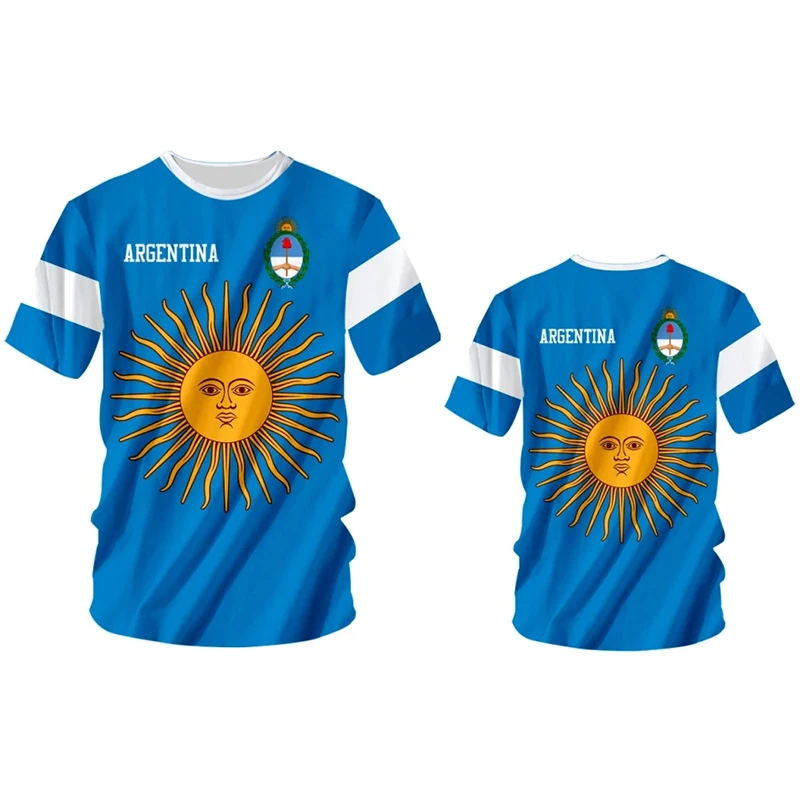 Argentina National Emblem Flag New Fashion Summer Men Women T-Shirt Urban Leisure Oversized Loose Football Club Uniform Clothing