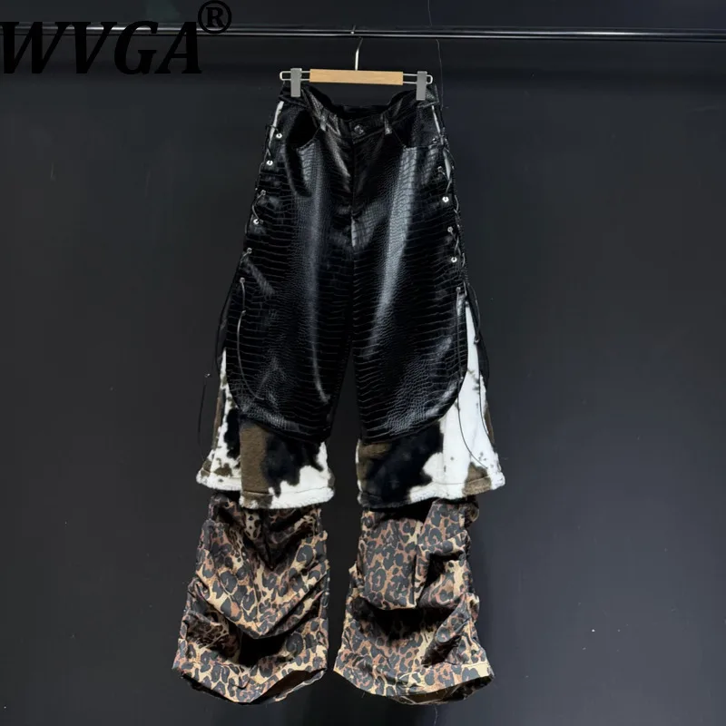 

WVGA Autumn Winter New Men Tide Heavy Stitching Trendy Straight Niche Chic Casual Streetwear Punk Wide-Leg Pants Ins Y2K W16811