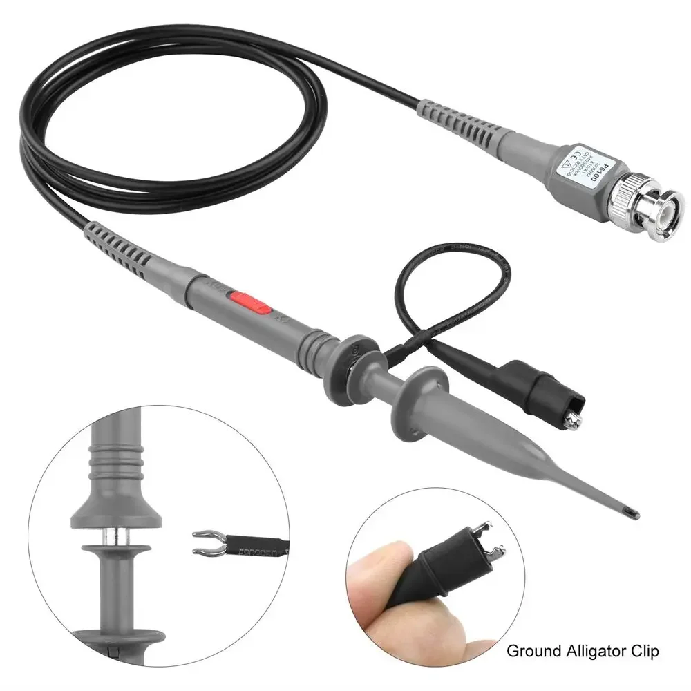 P6100 BNC Oscilloscope Probe 100MHz 1X 10X Mayitr High Precision Scope Analyzer Alligator Clip Probes Test Leads Probe