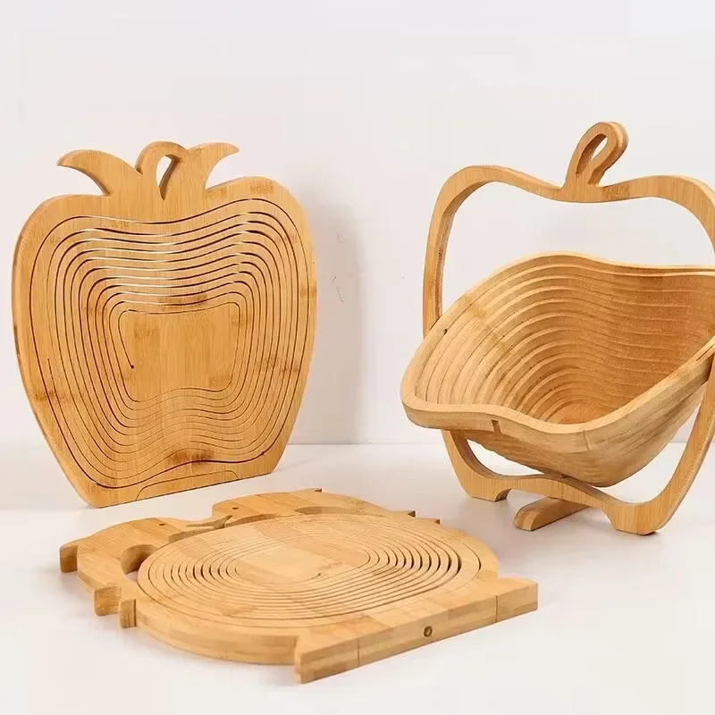 

Foldable bamboo fruit plate