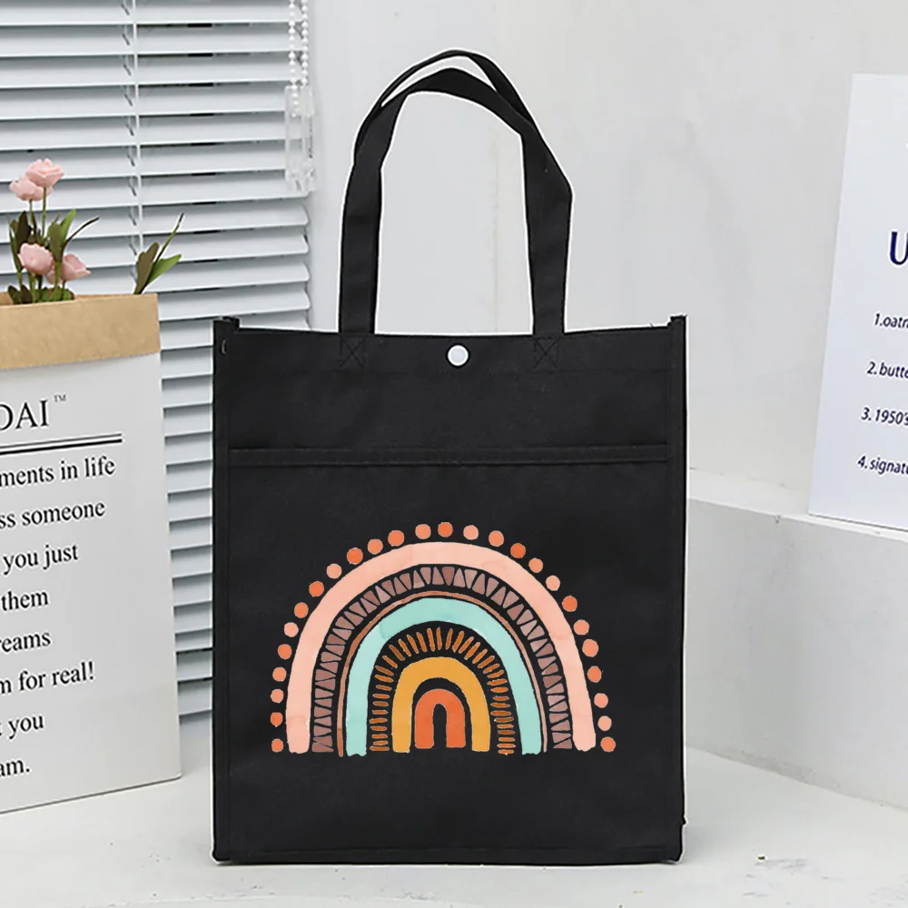 Bolsa escolar infantil com estampa de arco-íris, à prova d\'água, para meninos e meninas, grande capacidade, presentes para estudantes, bolsa escolar