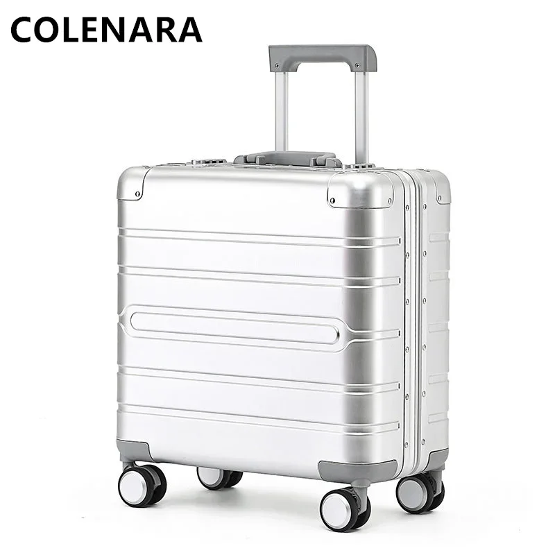 COLENARA 18 Inch Carry-on Luggage New All-aluminum Magnesium Alloy Trolley Case Men's Small Boarding Box Rolling Suitcase