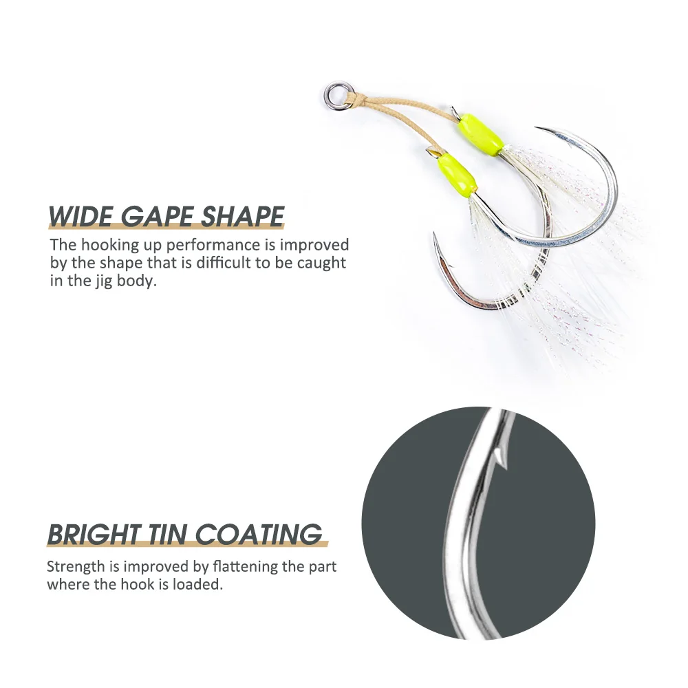 Anzuelos Noeby para Slow Jigging – Boca ancha estañado brillante - imagen 4