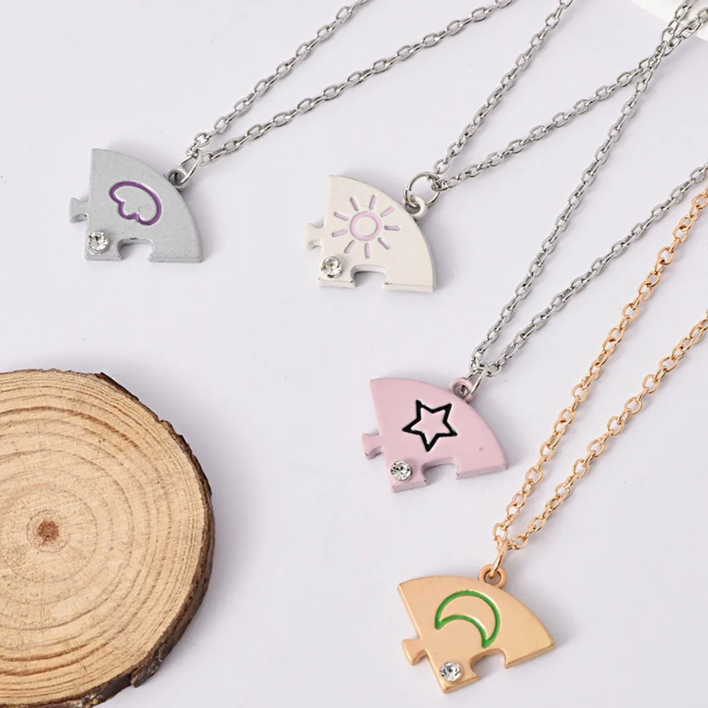 4pcs/set Rhinestone Best Friends Forever Necklace Necklace Combination Jewelry Set Jigsaw BFF Necklace Colorful Splicing