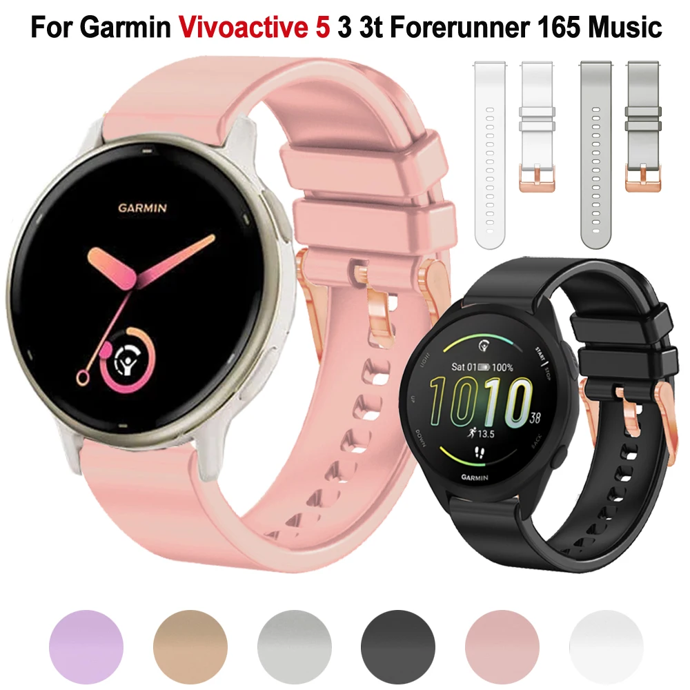 Vivoactive 5 3 3t Silicone 20mm Watch Band For Garmin Venu SQ 2/ 2 Plus/Vivomove HR Bracelet Forerunner 165 645 245 Music Straps